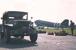 Dodge Command Car in the foreground with C-47 cut-out as a backdrop.